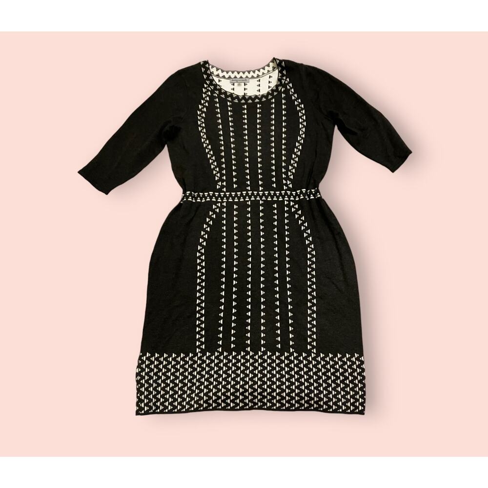 Grey with Cream Details Knit Sweater Dress